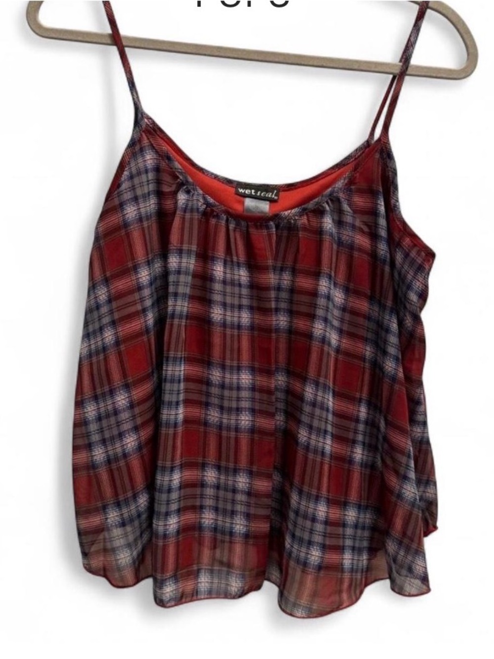 90’s VTG Wet Seal plaid Cami M red blue Flowy mallgoth fairygrunge Fairygoth y2k